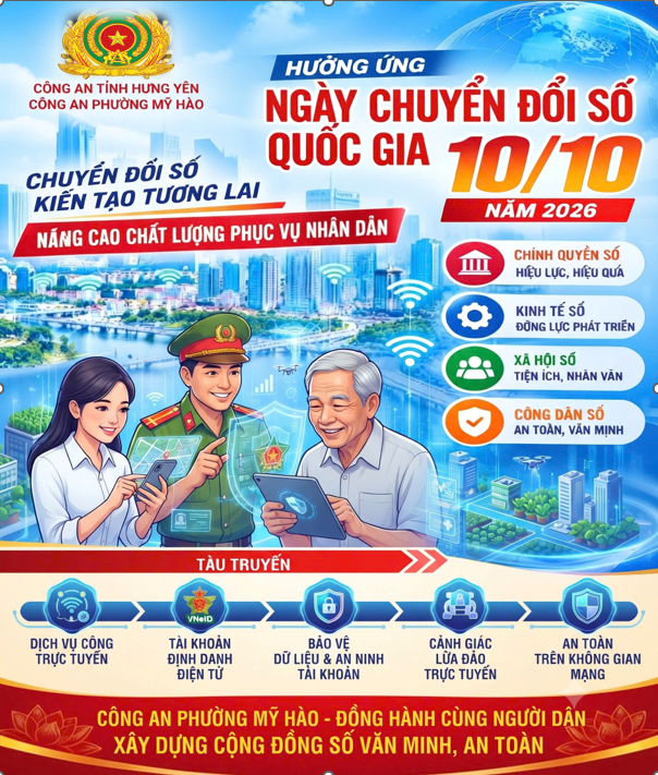 Công an phường Mỹ Hào tiên phong, đồng hành cùng người dân trong công cuộc chuyển đổi số