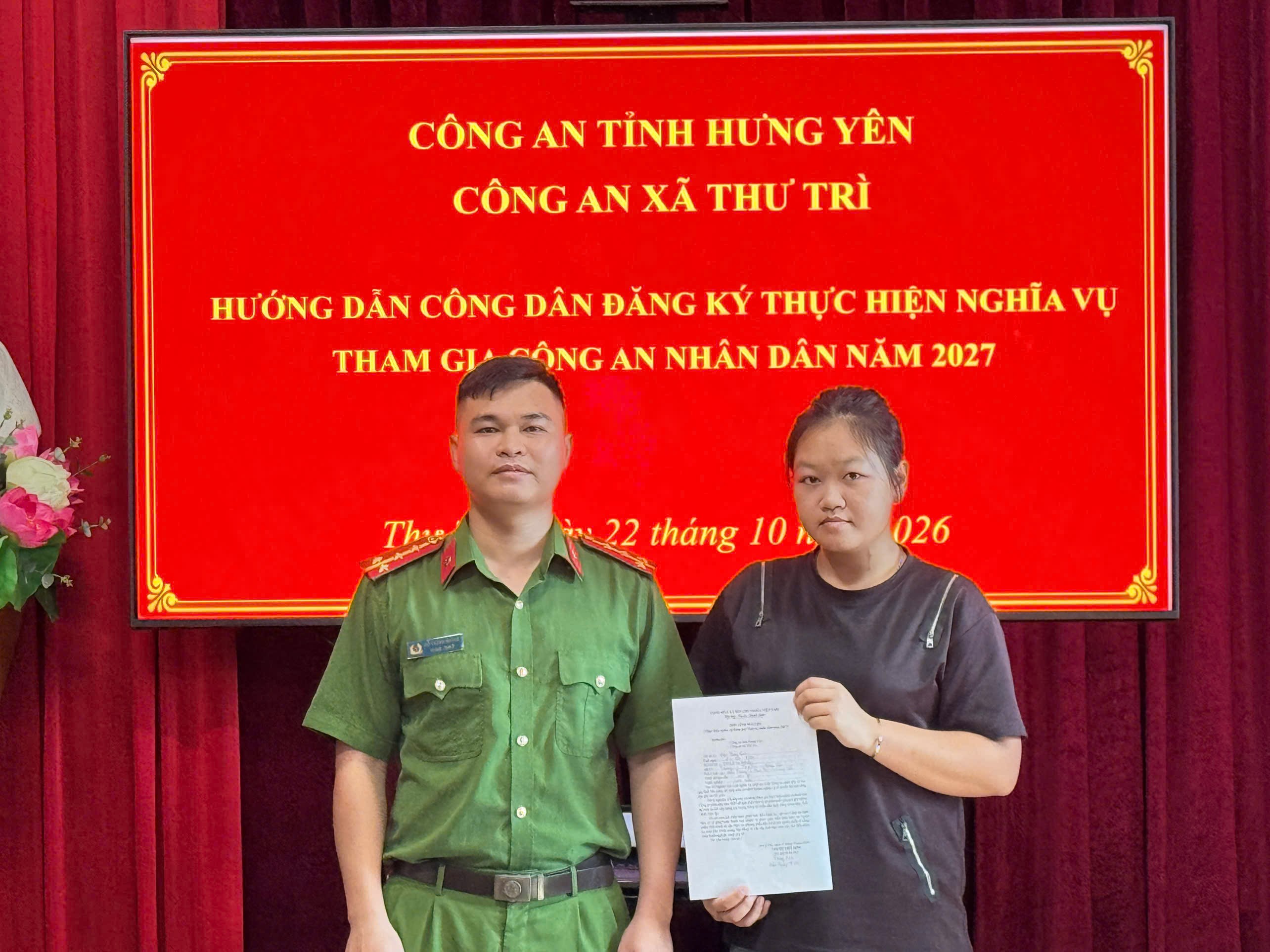Công an xã Thư Trì đẩy mạnh tuyên truyền, tuyển chọn công dân thực hiện nghĩa vụ tham gia Công an nhân dân