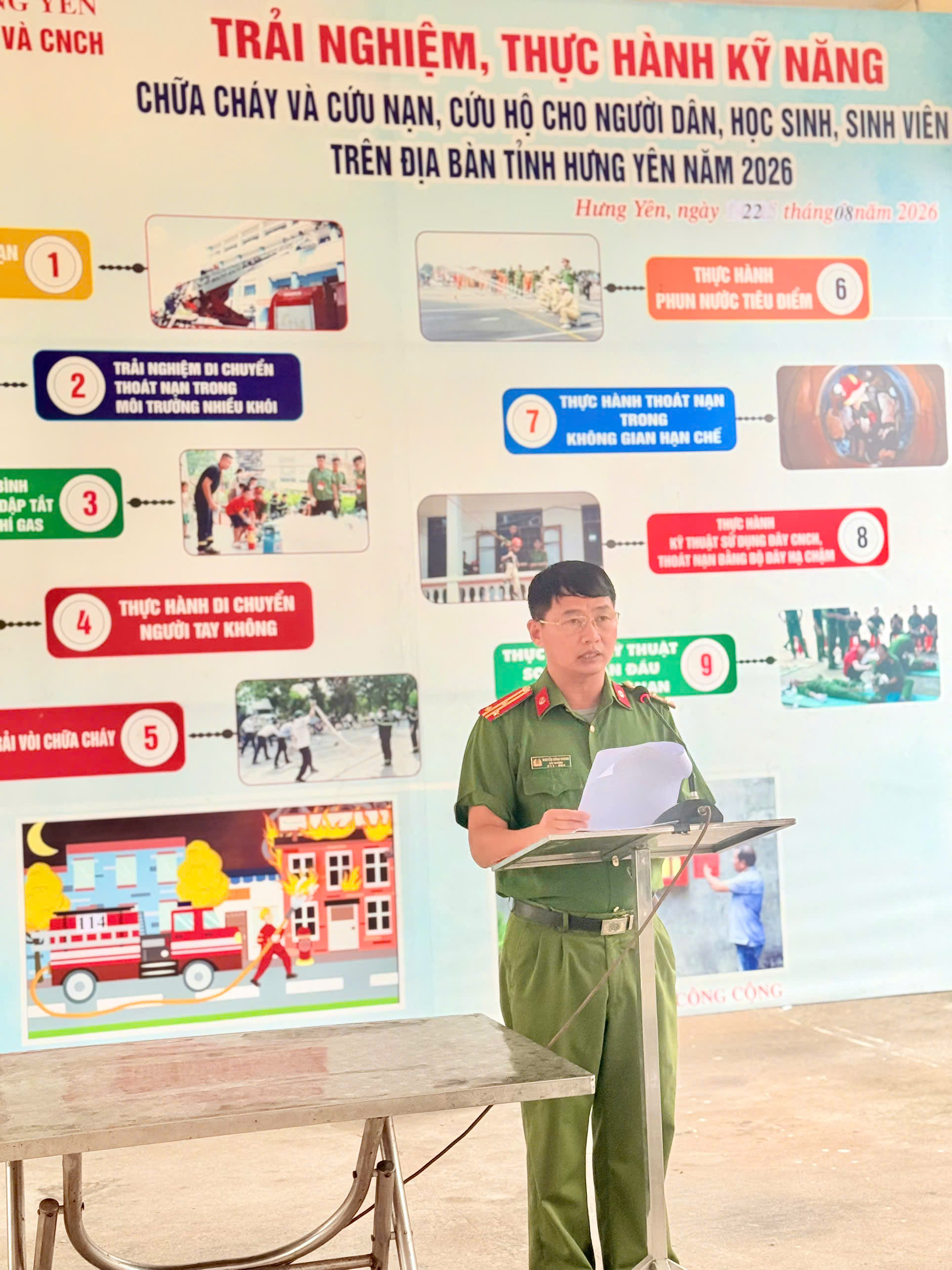 Phòng Cảnh sát phòng cháy, chữa cháy và cứu nạn, cứu hộ tổ chức Tuyên truyền, trải nghiệm, thực hành kỹ năng phòng cháy, chữa cháy và cứu nạn, cứu hộ tháng 8/2026