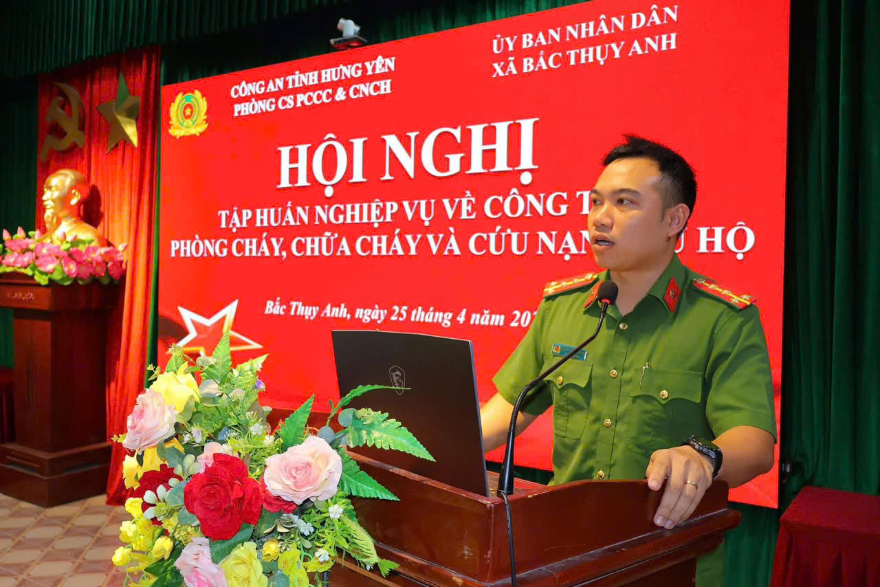Công an xã Bắc Thuỵ Anh tham mưu tổ chức Hội nghị tập huấn nghiệp vụ phòng cháy chữa cháy và cứu nạn cứu hộ năm 2026