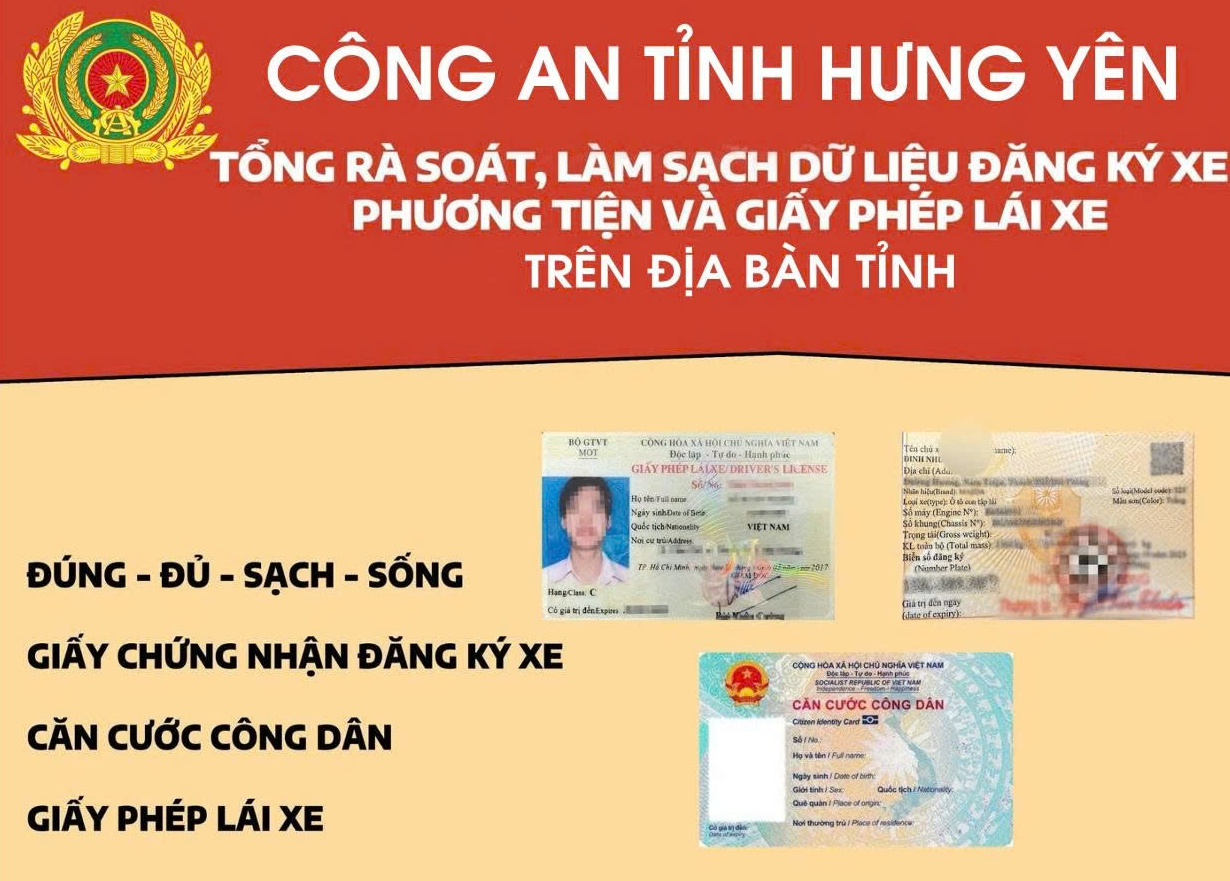 Tổng rà soát, làm sạch dữ liệu đăng ký phương tiện, giấy phép lái xe