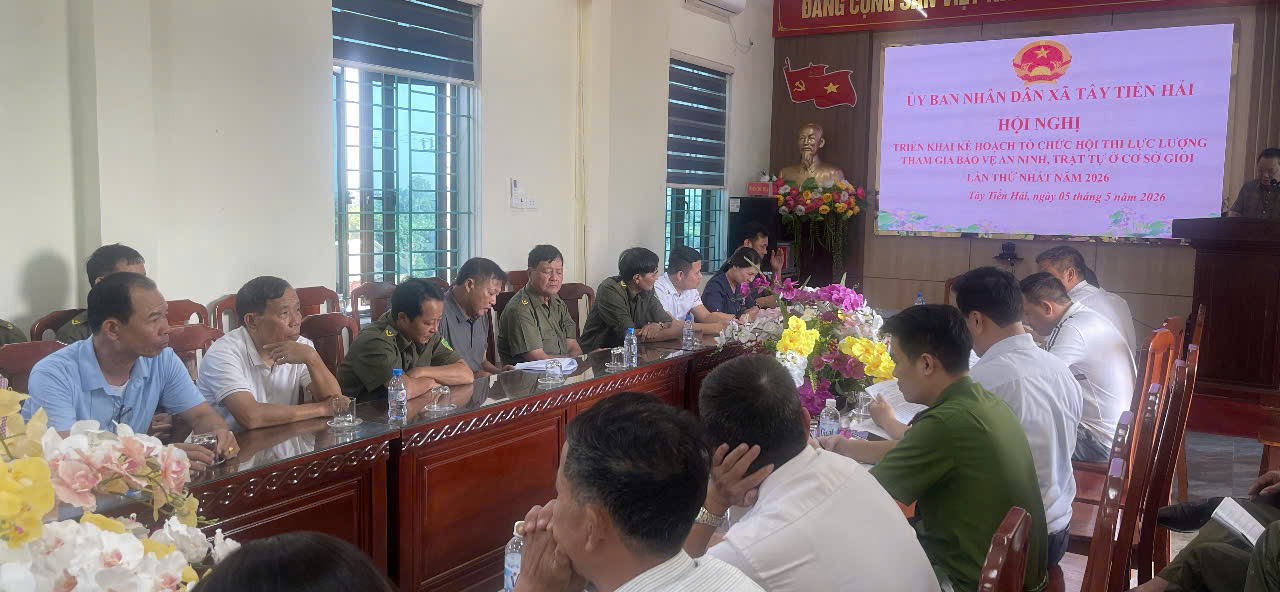 Công an xã Tây Tiền Hải tham mưu UBND xã tổ chức Hội nghị triển khai hội thi “Lực lượng tham gia bảo vệ an ninh, trật tự ở cơ sở giỏi” Năm 2026