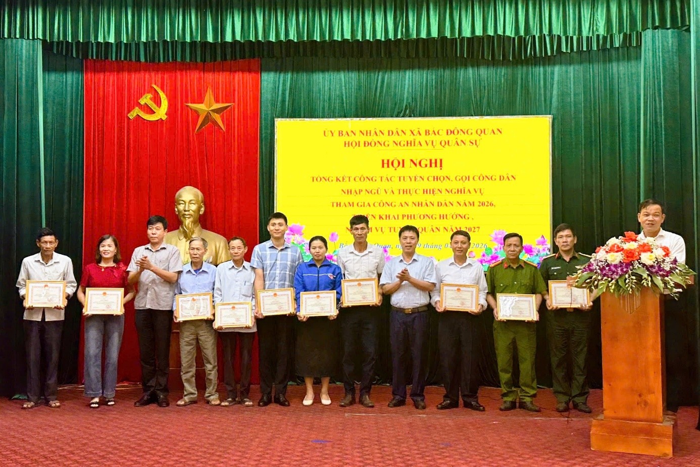 Xã Bắc Đông Quan tổ chức Hội nghị tổng kết công tác tuyển chọn, gọi công dân nhập ngũ năm 2026