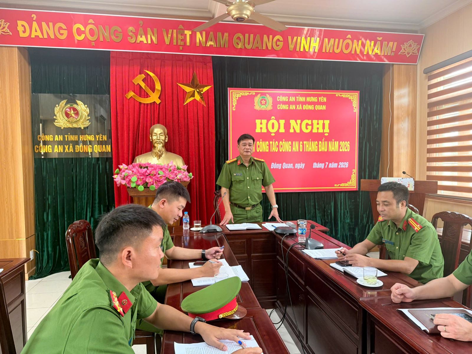 Công an xã Đông Quan tổ chức hội nghị sơ kết công tác Công an 6 tháng đầu năm 2026