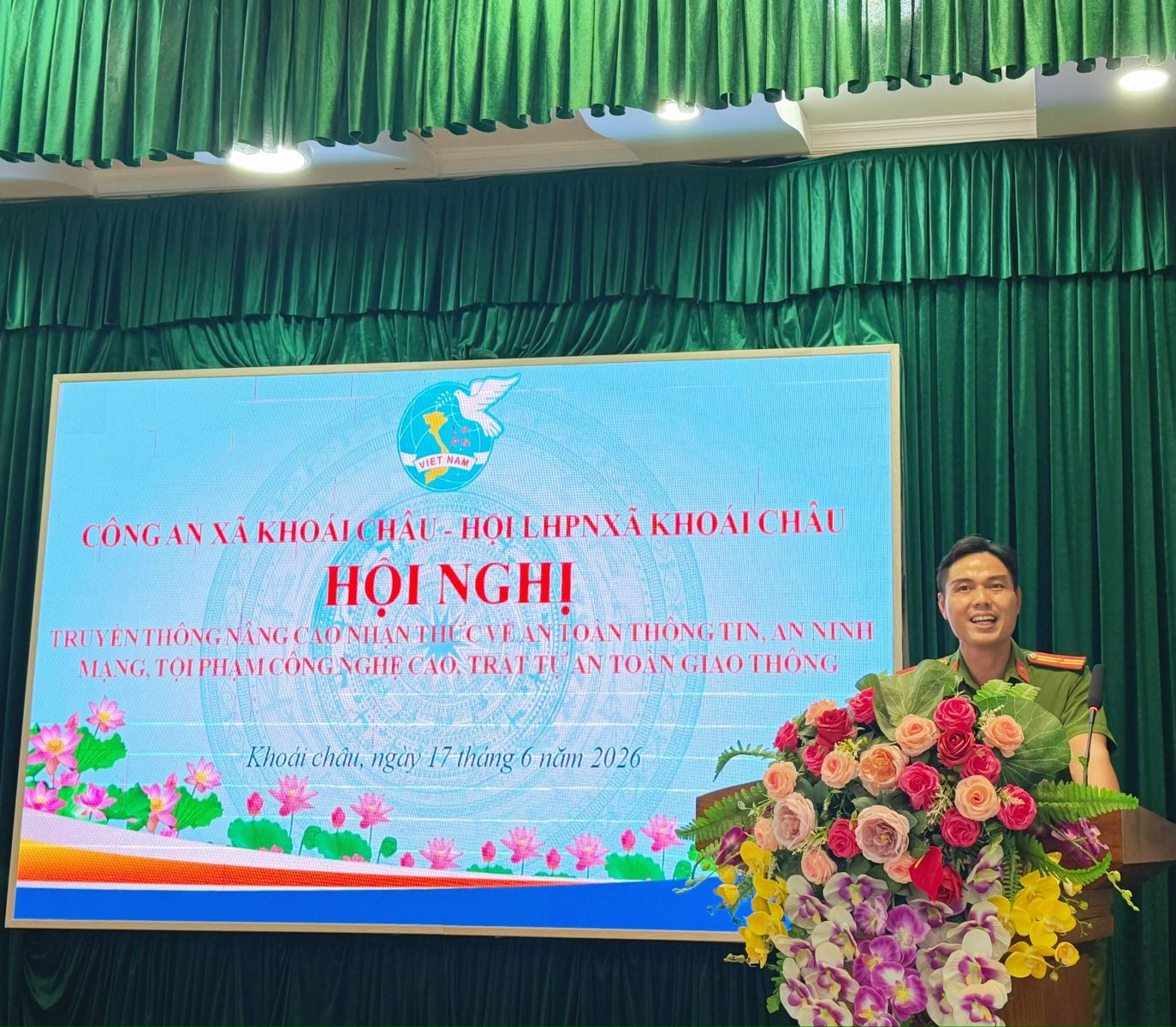 Công an xã khoái châu phối hợp hội liên hiệp phụ nữ xã tổ chức hội nghị tuyên truyền an toàn thông tin, an ninh mạng và TTATGT