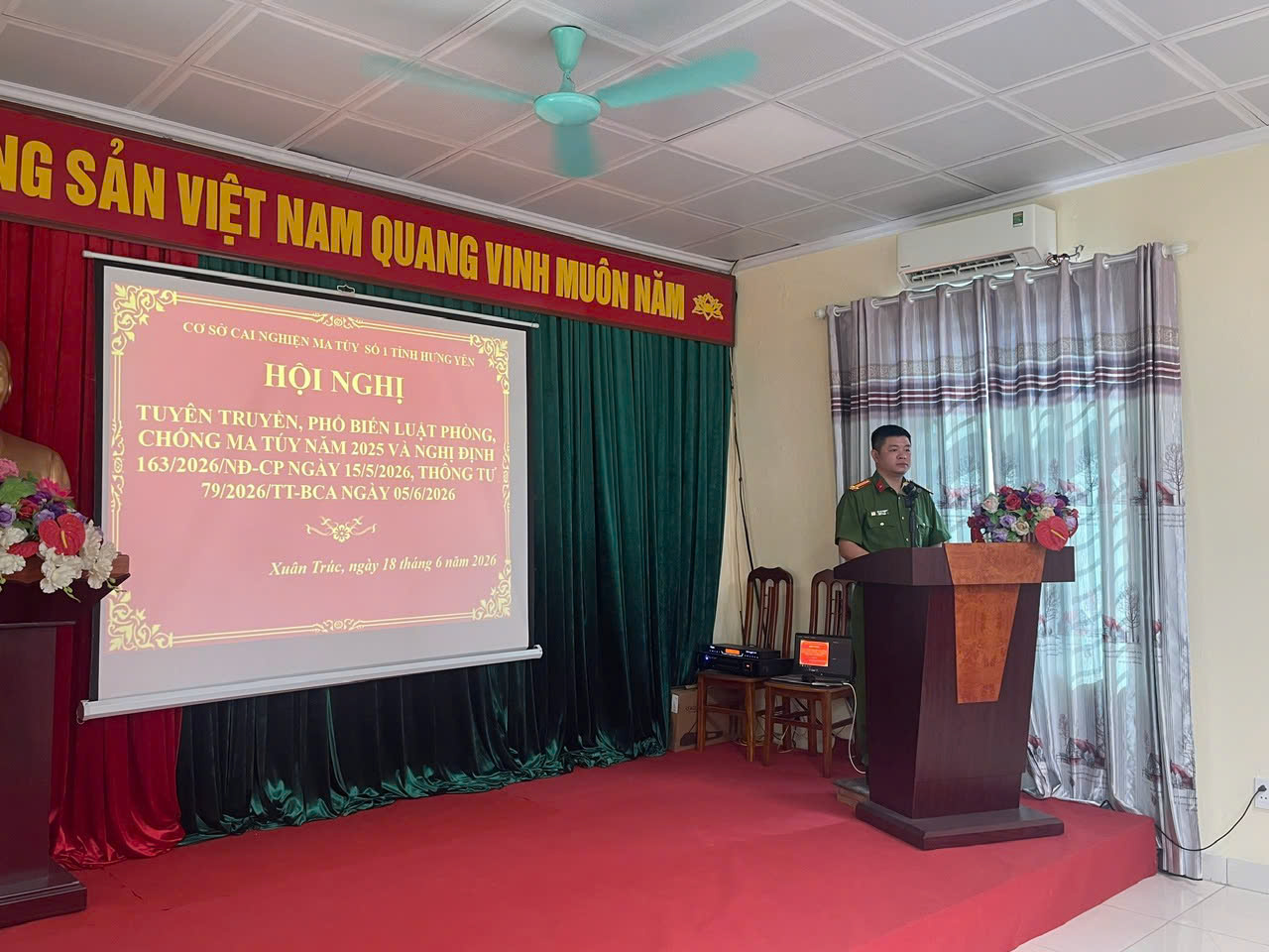 Cơ sở cai nghiện ma tuý số 1, tỉnh Hưng Yên tuyên truyền, phổ biến các văn bản quy phạm pháp luật mới cho cán bộ chiến sĩ và người lao động