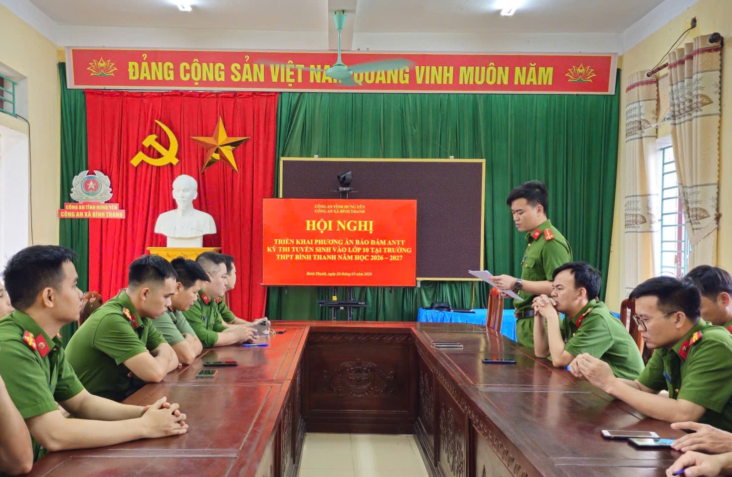 Công an xã Bình Thanh triển khai phương án bảo đảm ANTT kỳ thi tuyển sinh vào lớp 10 tại Trường THPT Bình Thanh