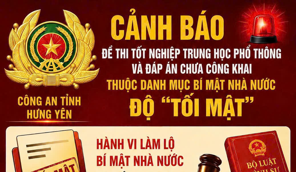 Công an tỉnh Hưng Yên khuyến cáo chấp hành nghiêm quy định bảo vệ bí mật nhà nước đối với đề thi tốt nghiệp THPT năm 2026