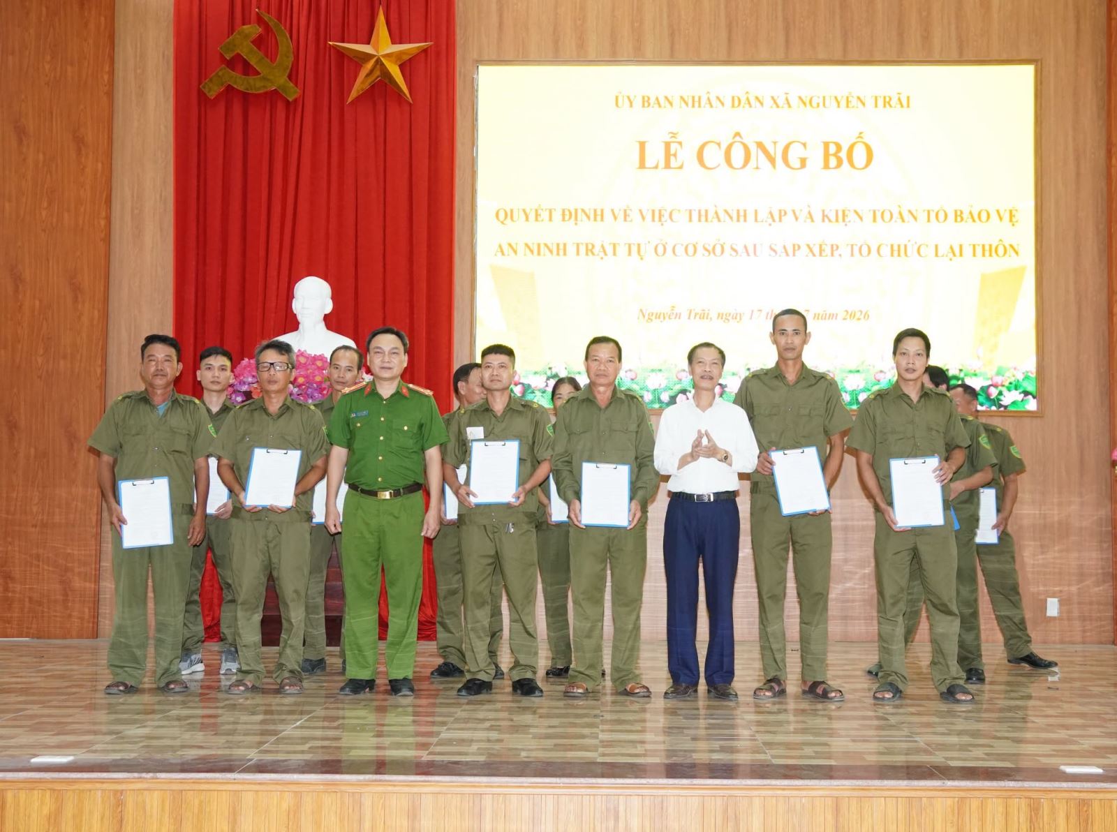 Xã Nguyễn Trãi tổ chức hội nghị công bố quyết định kiện toàn lực lượng tham gia bảo vệ ANTT cơ sở