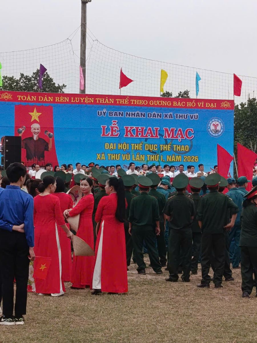 Công an xã Thư Vũ đảm bảo tốt an ninh trật tự và tham gia các môn thi đấu thể thao tại Đại hội Thể dục thể thao xã Thư Vũ lần thứ nhất năm 2026