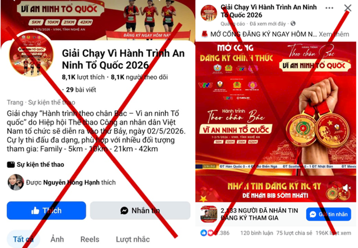 Cảnh báo giả mạo giải chạy “Hành trình theo chân Bác - Vì an ninh Tổ quốc” năm 2026