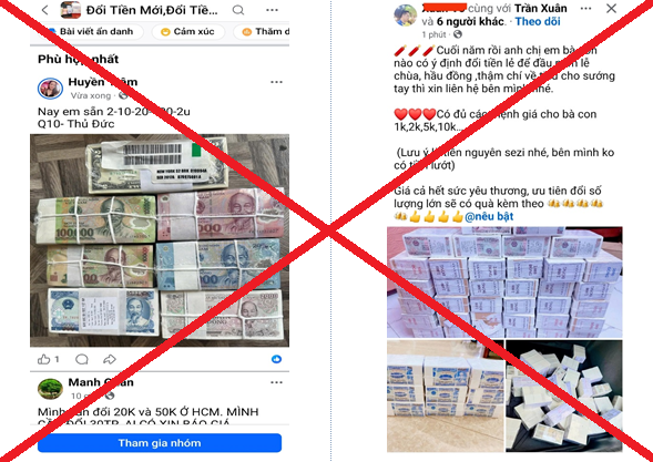 Cảnh giác với các thủ đoạn lừa đảo “đổi tiền mới, tiền lẻ dịp cuối năm” trên không gian mạng