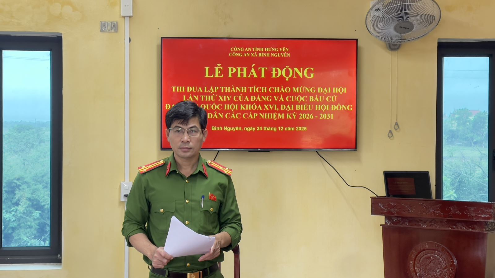 Công an xã Bình Nguyên: Phát động thi đua lập thành tích chào mừng Đại hội lần thứ XIV của Đảng và cuộc bầu cử đại biểu Quốc hội khóa XVI, đại biểu Hội đồng nhân dân các cấp nhiệm kỳ 2026 - 2031