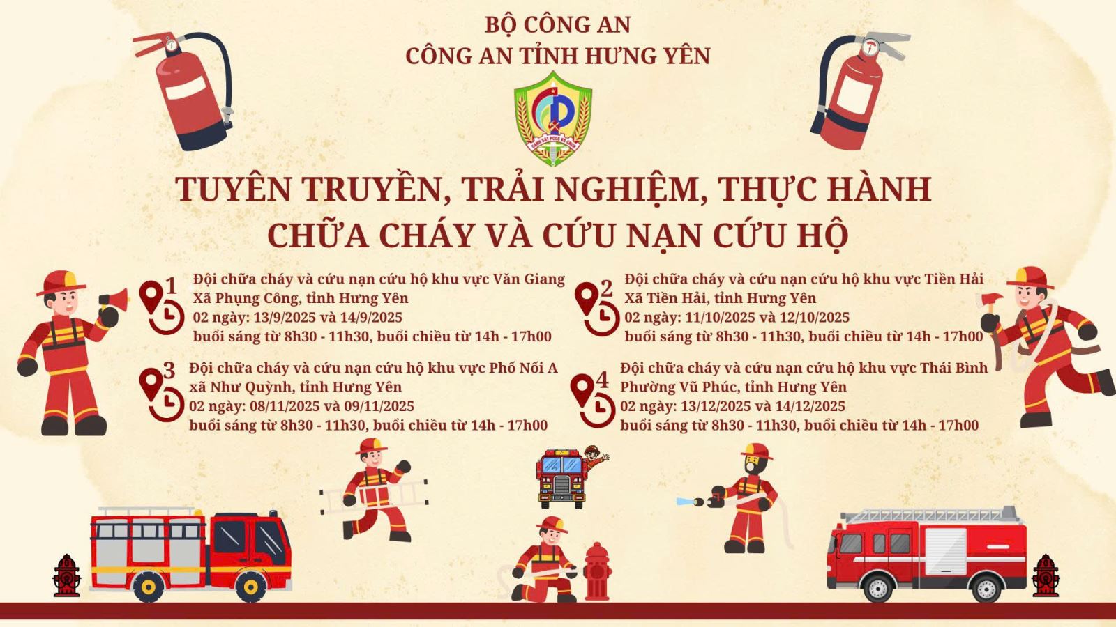 Thông báo tổ chức tuyên truyền, trải nghiệm thực hành chữa cháy và cứu nạn cứu hộ