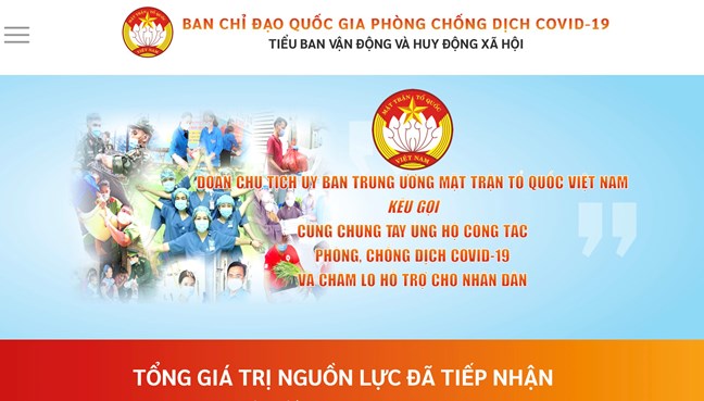 Trang Thông tin điện tử của Tiểu ban Vận động và huy động xã hội thuộc Ban Chỉ đạo Quốc gia phòng, chống dịch Covid-19 đi vào hoạt động