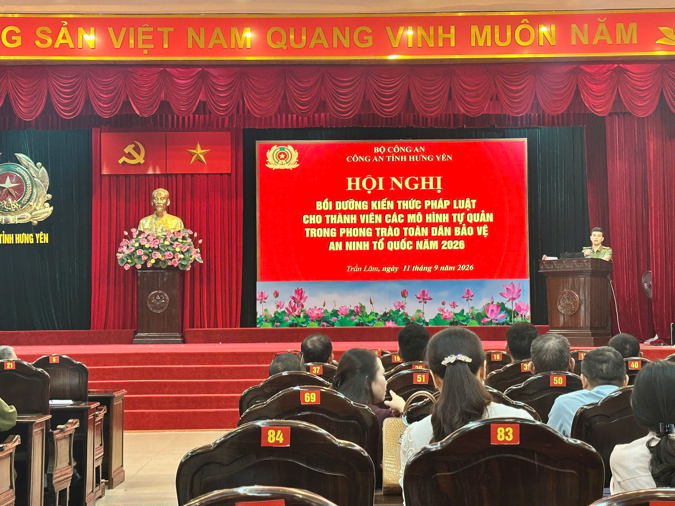 Công an phường Trần Lãm phối hợp tổ chức bồi dưỡng kiến thức pháp luật cho thành viên các mô hình tự quản trong phong trào toàn dân bảo vệ an ninh Tổ quốc năm 2026 trên địa bàn