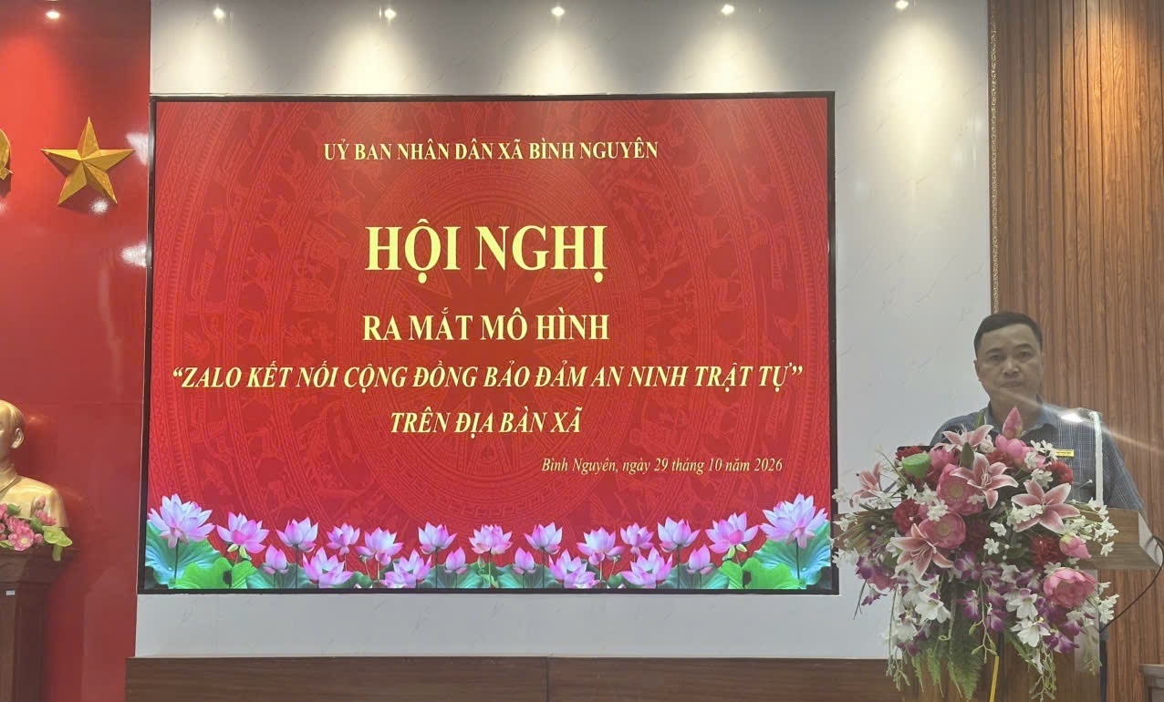Công an xã Bình Nguyên tham mưu UBND xã ra mắt mô hình “Zalo kết nối cộng đồng bảo đảm an ninh trật tự”.