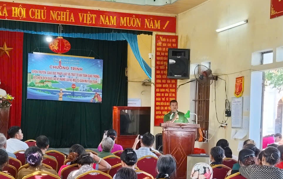 Công an xã Bình Thanh tuyên truyền, giáo dục pháp luật về trật tự an toàn giao thông và Chiến dịch đào tạo kỹ năng lái xe mô tô, xe gắn máy an toàn