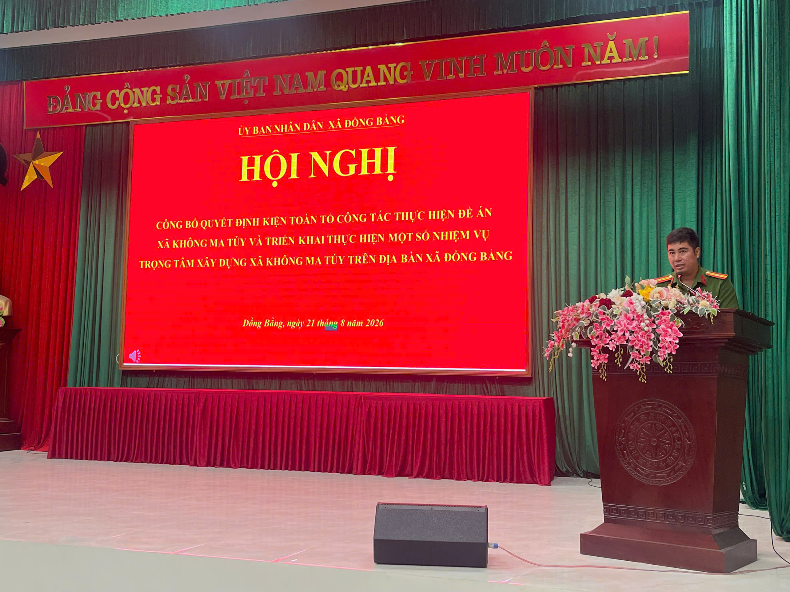 Công an xã Đồng Bằng tham mưu kiện toàn tổ công tác thực hiện đề án xã không ma túy theo mô hình sắp xếp thôn mới