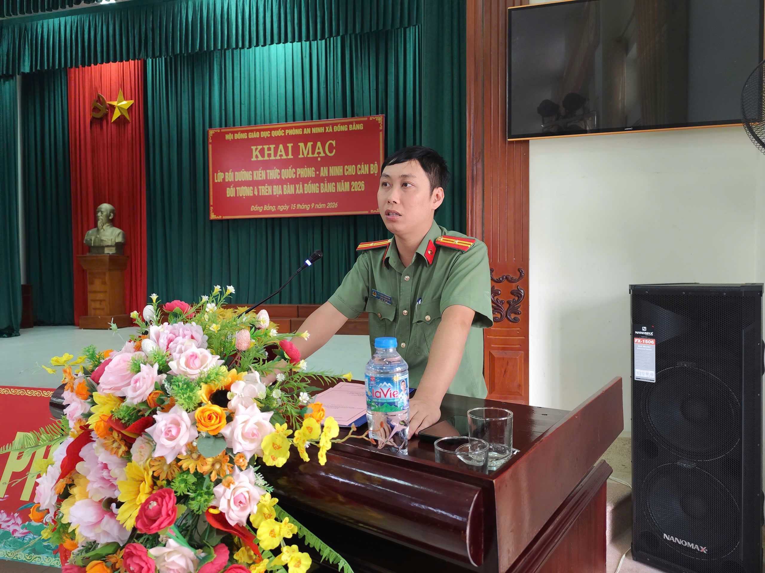 Công an xã Đồng Bằng tham gia giảng dạy lớp bồi dưỡng kiến thức quốc phòng và an ninh đối tượng 4 năm 2026
