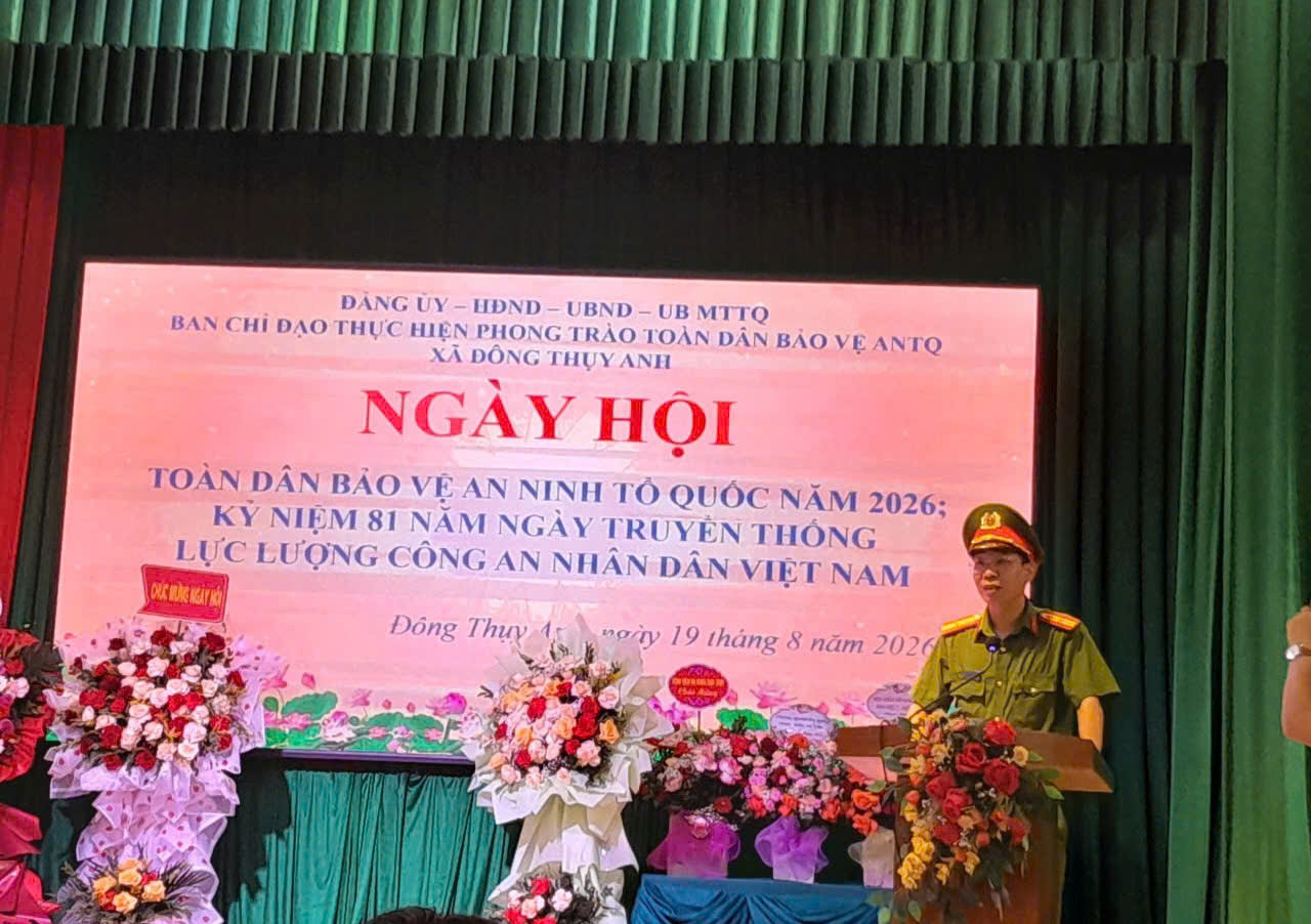 Công an xã Đông Thụy Anh tham mưu tổ chức Ngày hội toàn dân bảo vệ an ninh Tổ quốc năm 2026 gắn với kỷ niệm 81 năm Ngày truyền thống Công an nhân dân