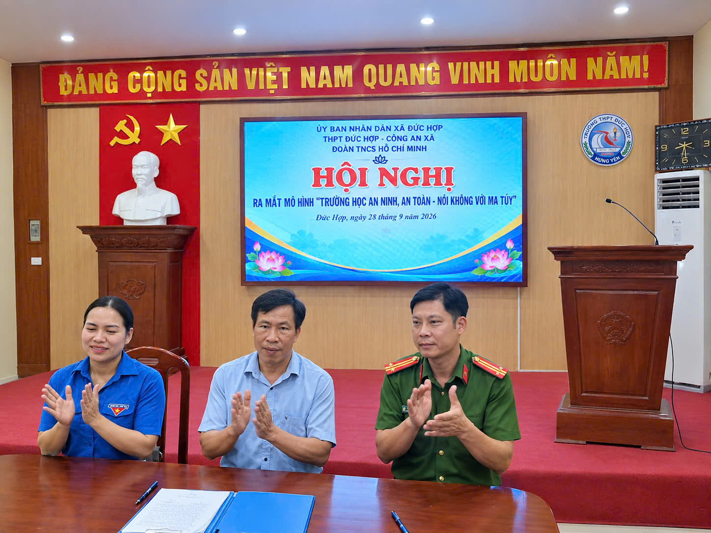 Công an xã Đức Hợp tham mưu ra mắt mô hình “Trường học An ninh, an toàn - Nói không với ma túy” tại Trường THPT Đức Hợp