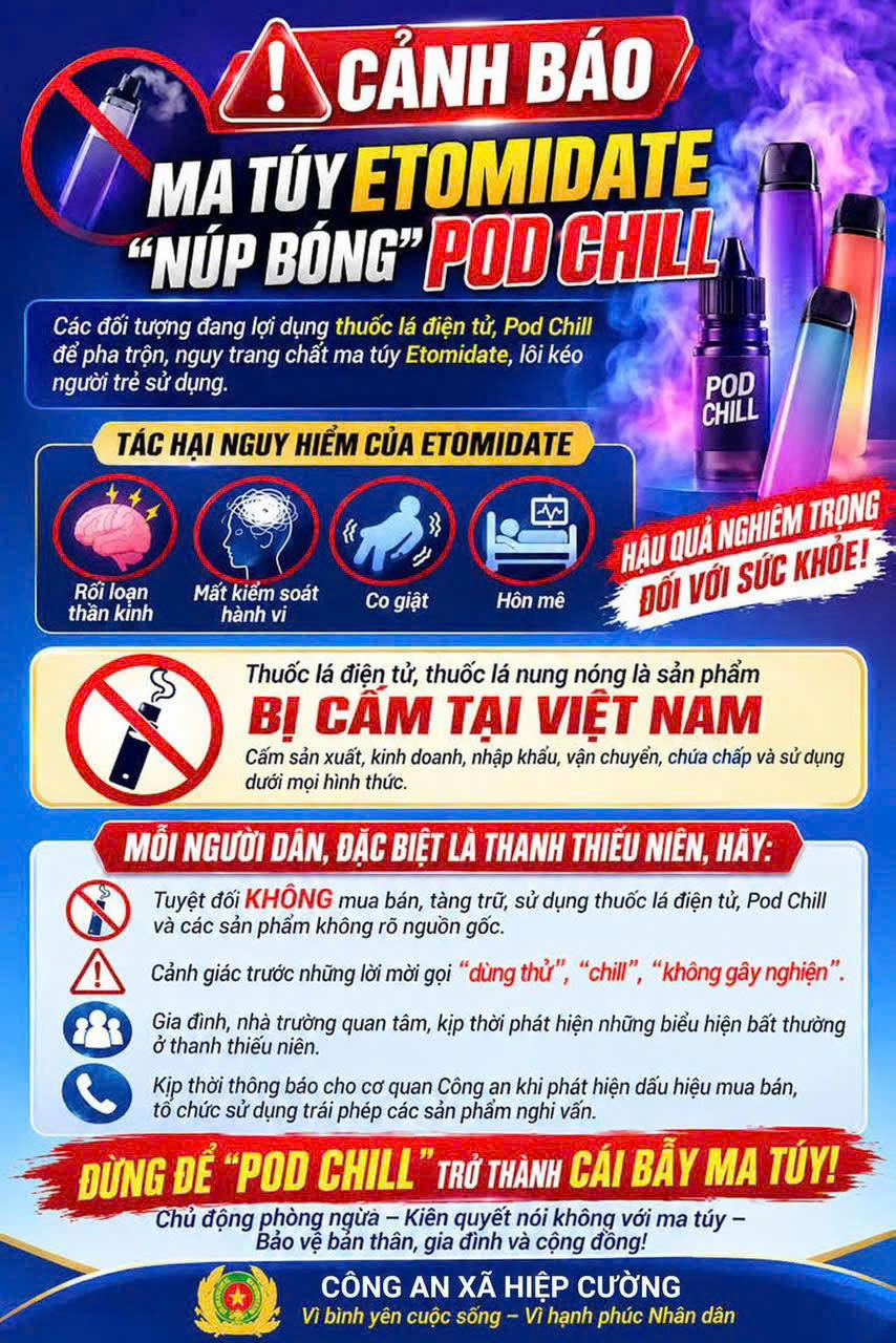 Công an xã Hiệp Cường cảnh báo về tội phạm ma tuý thế hệ mới 