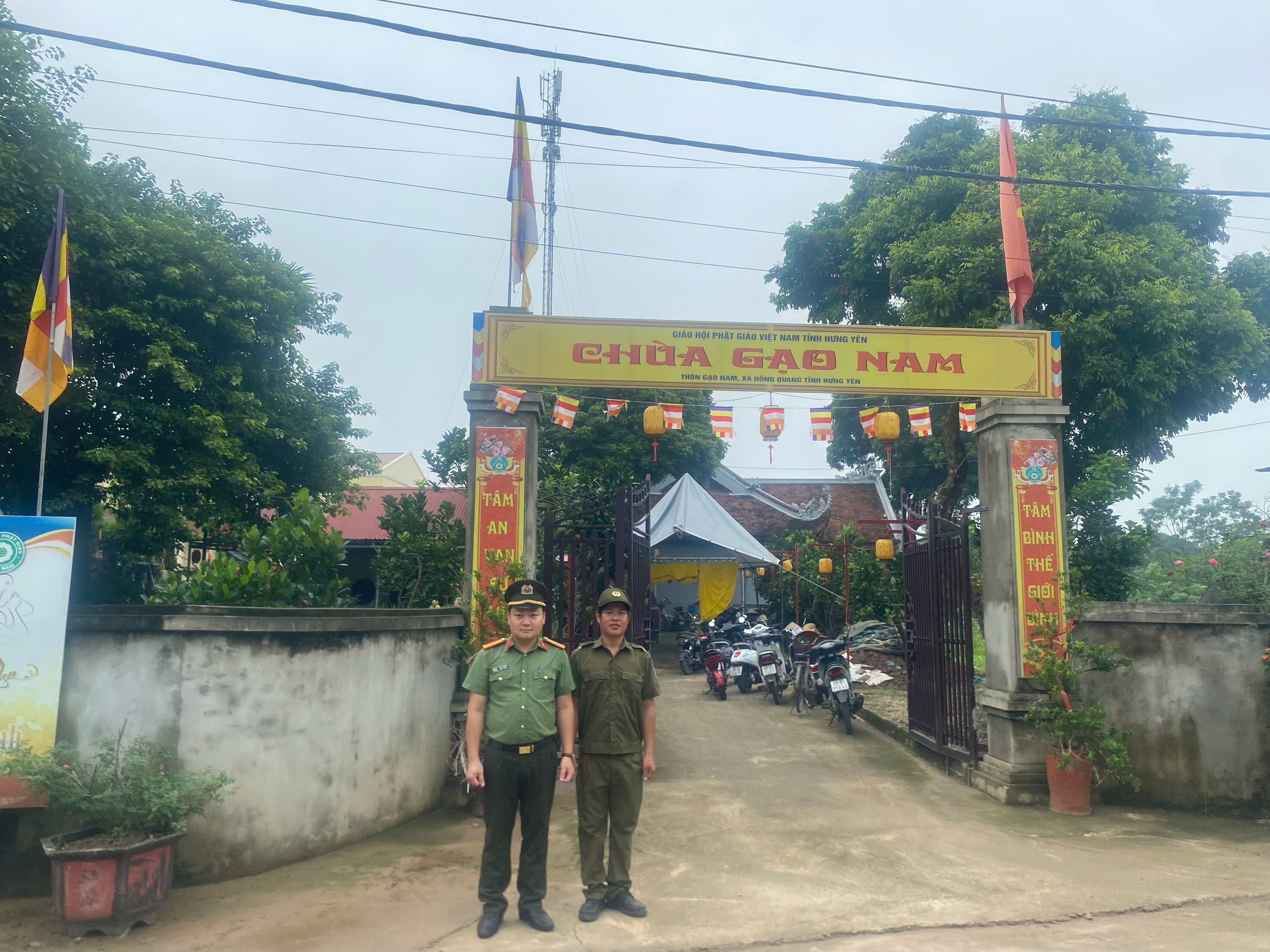 Công an xã Hồng Quang triển khai bảo đảm an ninh, trật tự Đại lễ Vu lan năm 2026 tại chùa Gạo Nam