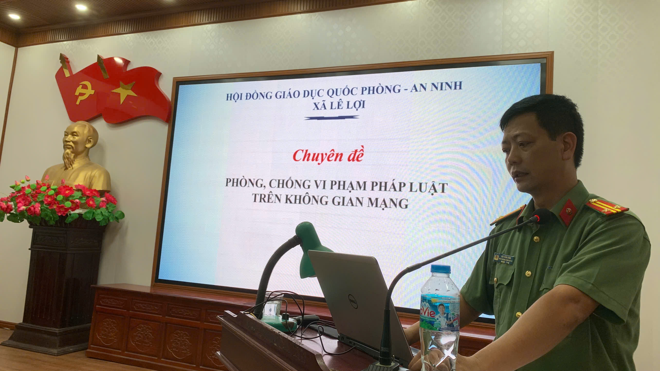 Công an xã Lê Lợi tham gia giảng dạy chuyên đề tại Lớp bồi dưỡng kiến thức Quốc phòng và An ninh đối tượng 4 năm 2026