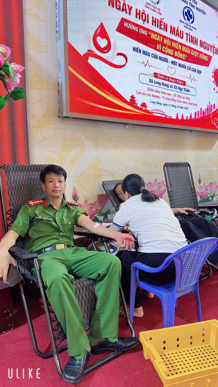Công an xã Long Hưng tích cực tham gia hưởng ứng “Ngày hội hiến máu tình nguyện” năm 2026