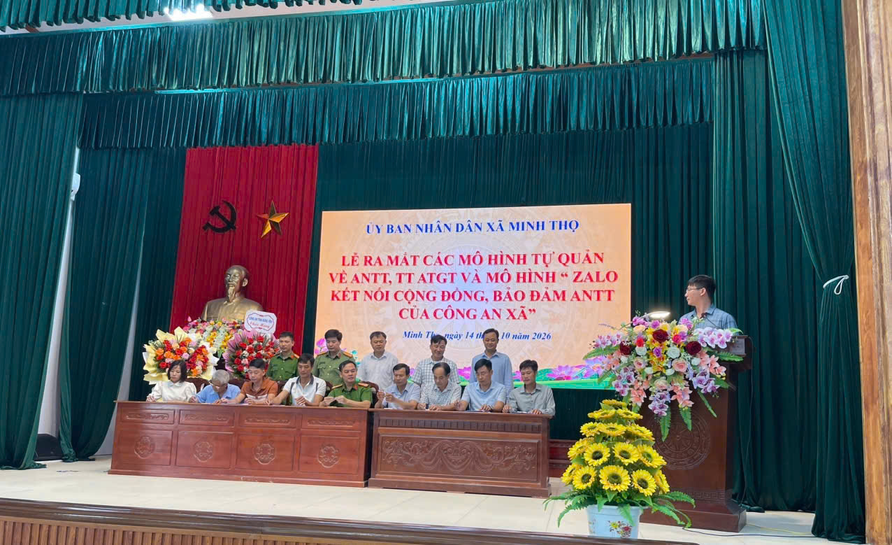 Công an xã Minh Thọ tham mưu ra mắt các mô hình tự quản về ANTT, TTATGT và mô hình “Zalo kết nối cộng đồng”