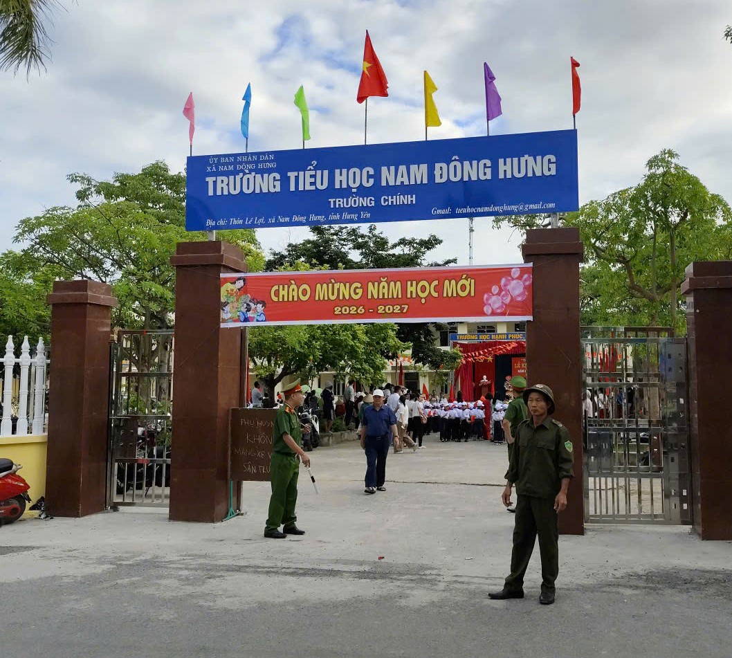 Công an xã Nam Đông Hưng chủ động bảo đảm an ninh trật tự, lễ khai giảng năm học mới 2026-2027