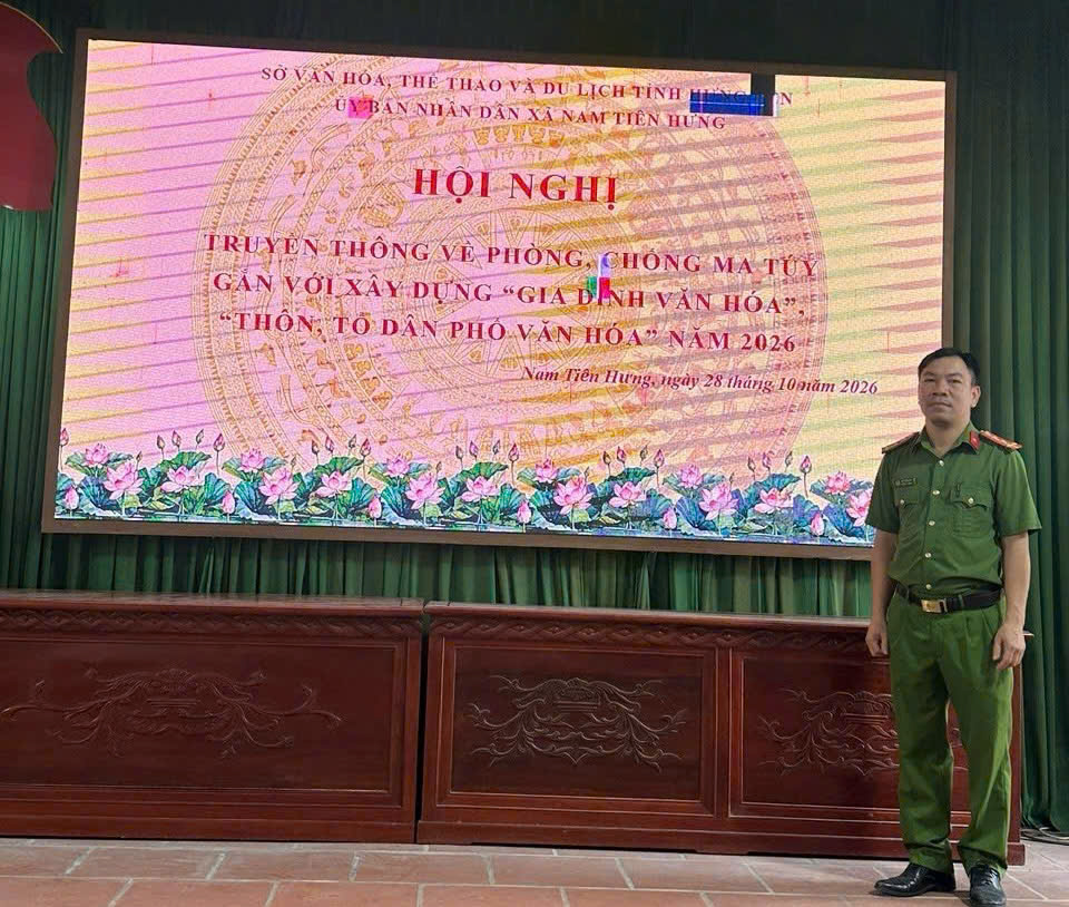 Công an xã Nam Tiên Hưng phối hợp đẩy mạnh truyền thông phòng, chống ma túy gắn với xây dựng đời sống văn hóa năm 2026