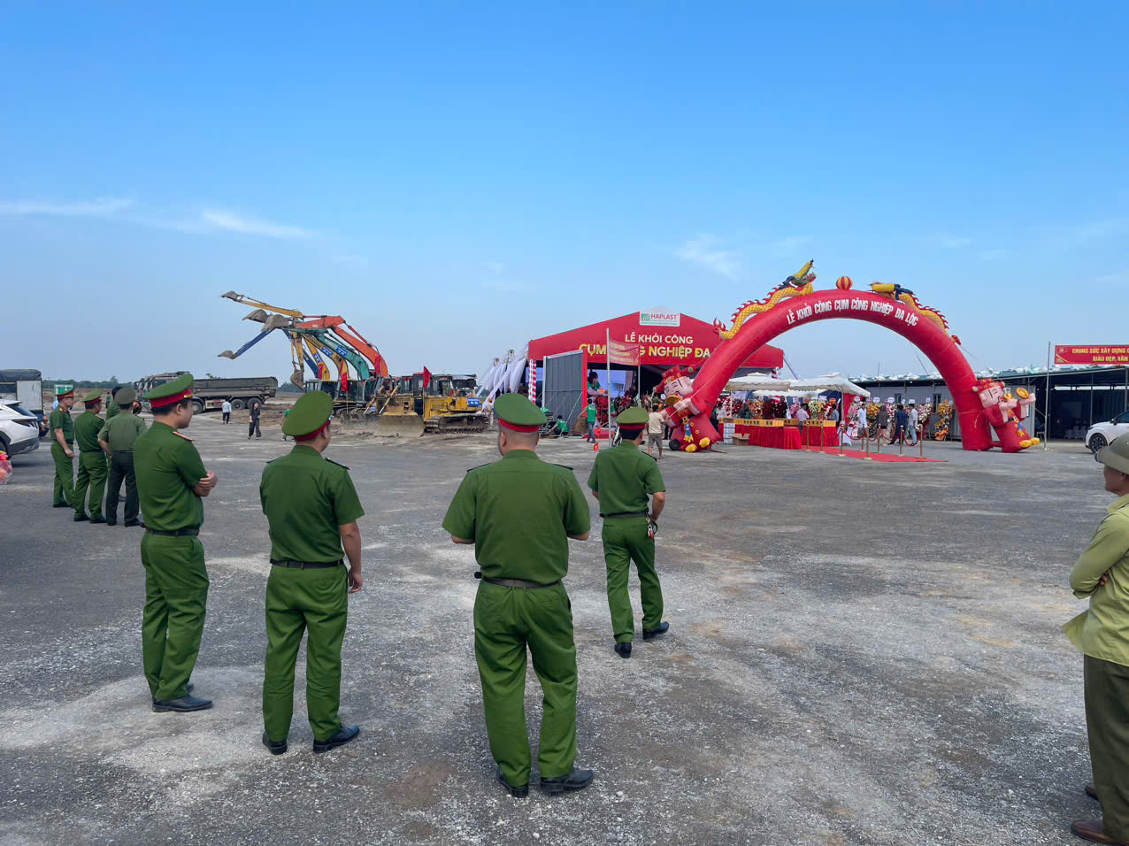Công an xã Nguyễn Trãi bảo đảm an ninh trật tự lễ khởi công các dự án khu, cụm công nghiệp trên địa bàn