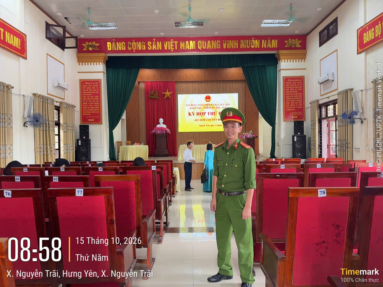 Công an xã Nguyễn Trãi bảo đảm an ninh, trật tự phục vụ kỳ họp thứ bảy Hội đồng Nhân dân xã khoá XXI, nhiệm kỳ 2026 – 2031