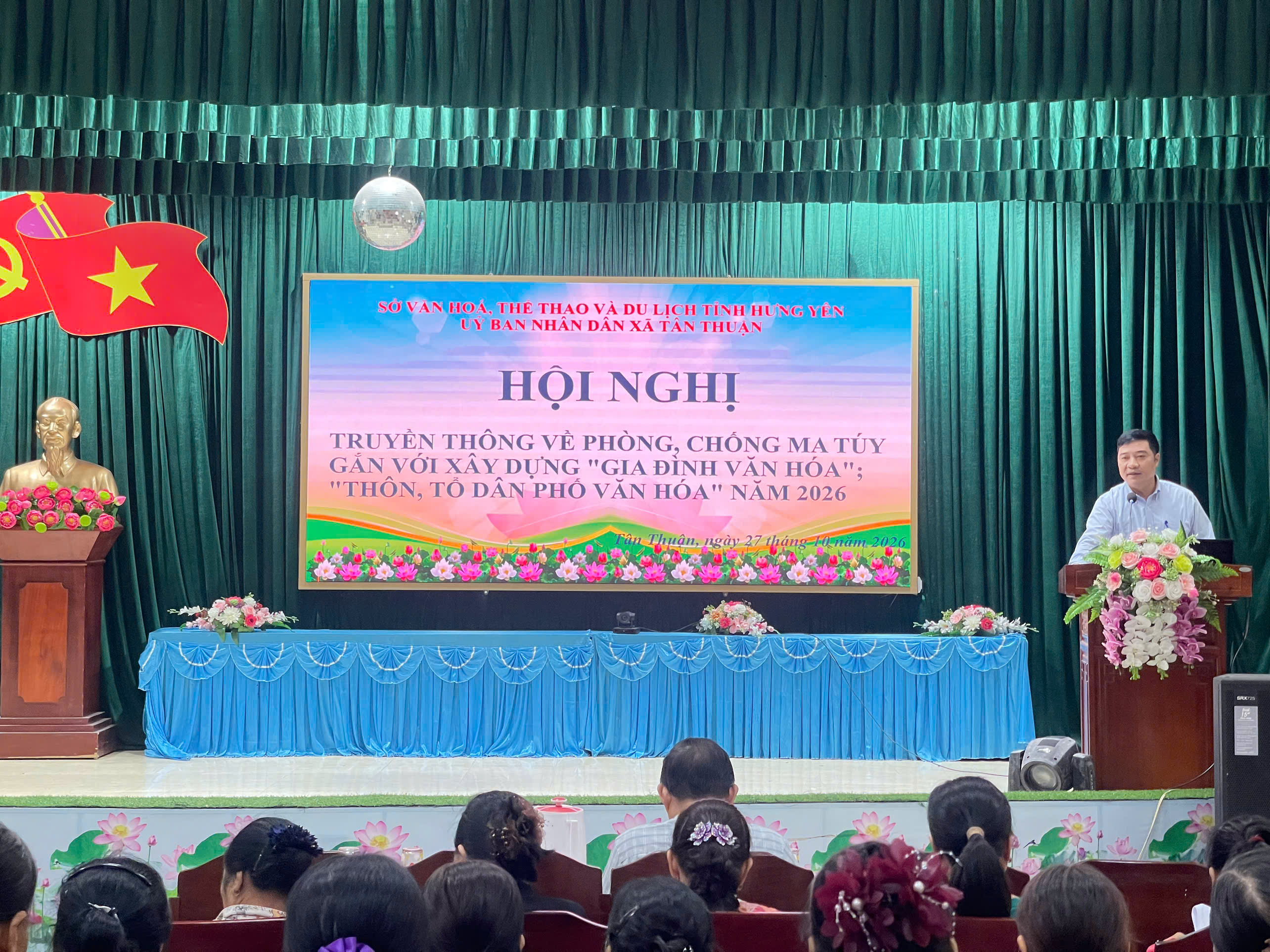 Công an xã Tân Thuận tham mưu, phối hợp tổ chức Hội nghị tuyên truyền về phòng, chống ma túy gắn với xây dựng “gia đình văn hóa”; “thôn, tổ dân phố văn hóa” năm 2026