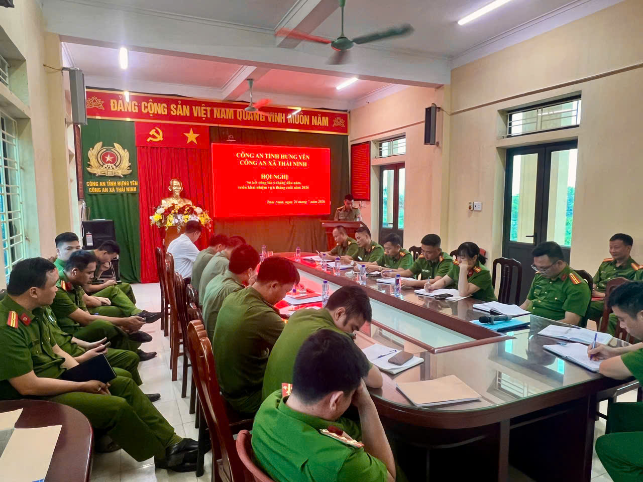 Công an xã Thái Ninh tổ chức Hội nghị sơ kết công tác 6 tháng đầu năm, triển khai nhiệm vụ 6 tháng cuối năm 2026