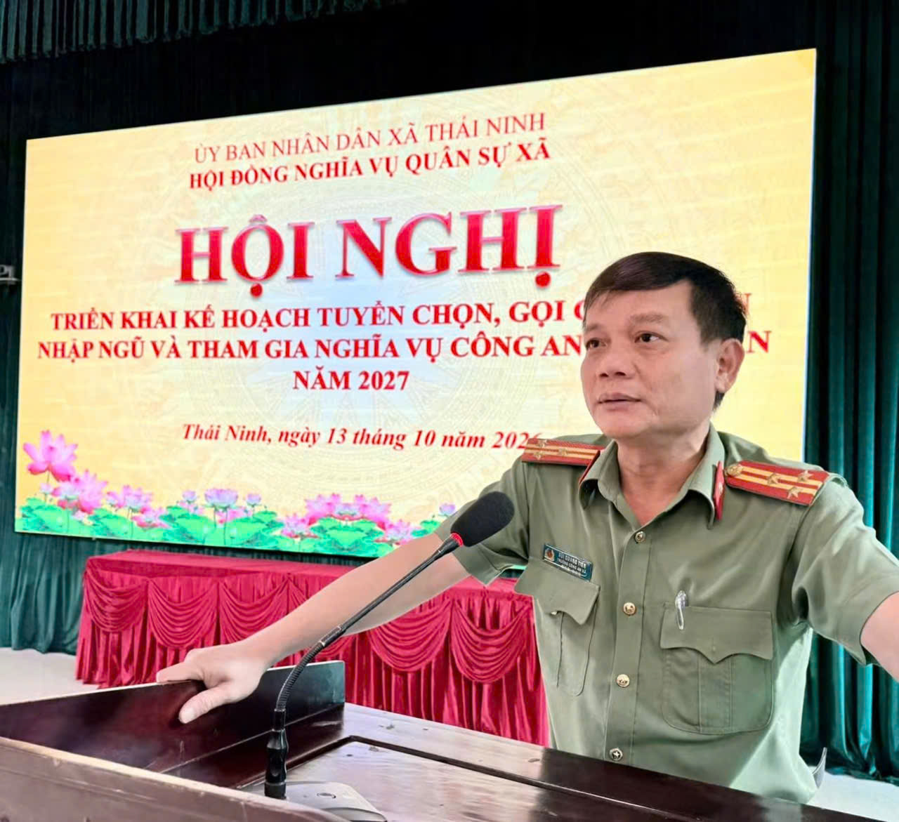 Công an xã Thái Ninh tích cực tham mưu, tổ chức thành công Hội nghị quán triệt, triển khai công tác tuyển chọn, gọi công dân nhập ngũ và thực hiện nghĩa vụ Công an nhân dân năm 2027.