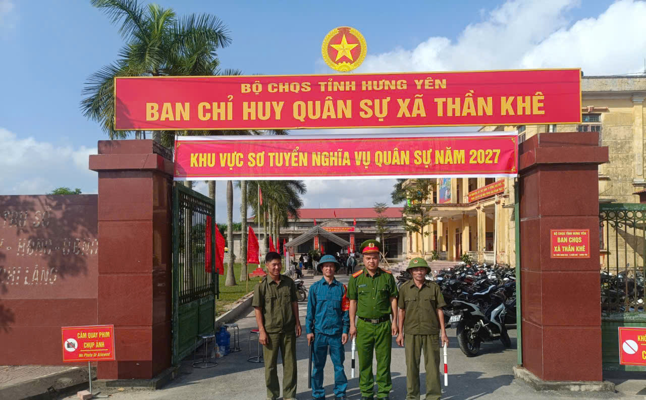 Công an xã Thần Khê bảo đảm an ninh, trật tự khám sơ tuyển nghĩa vụ quân sự năm 2027