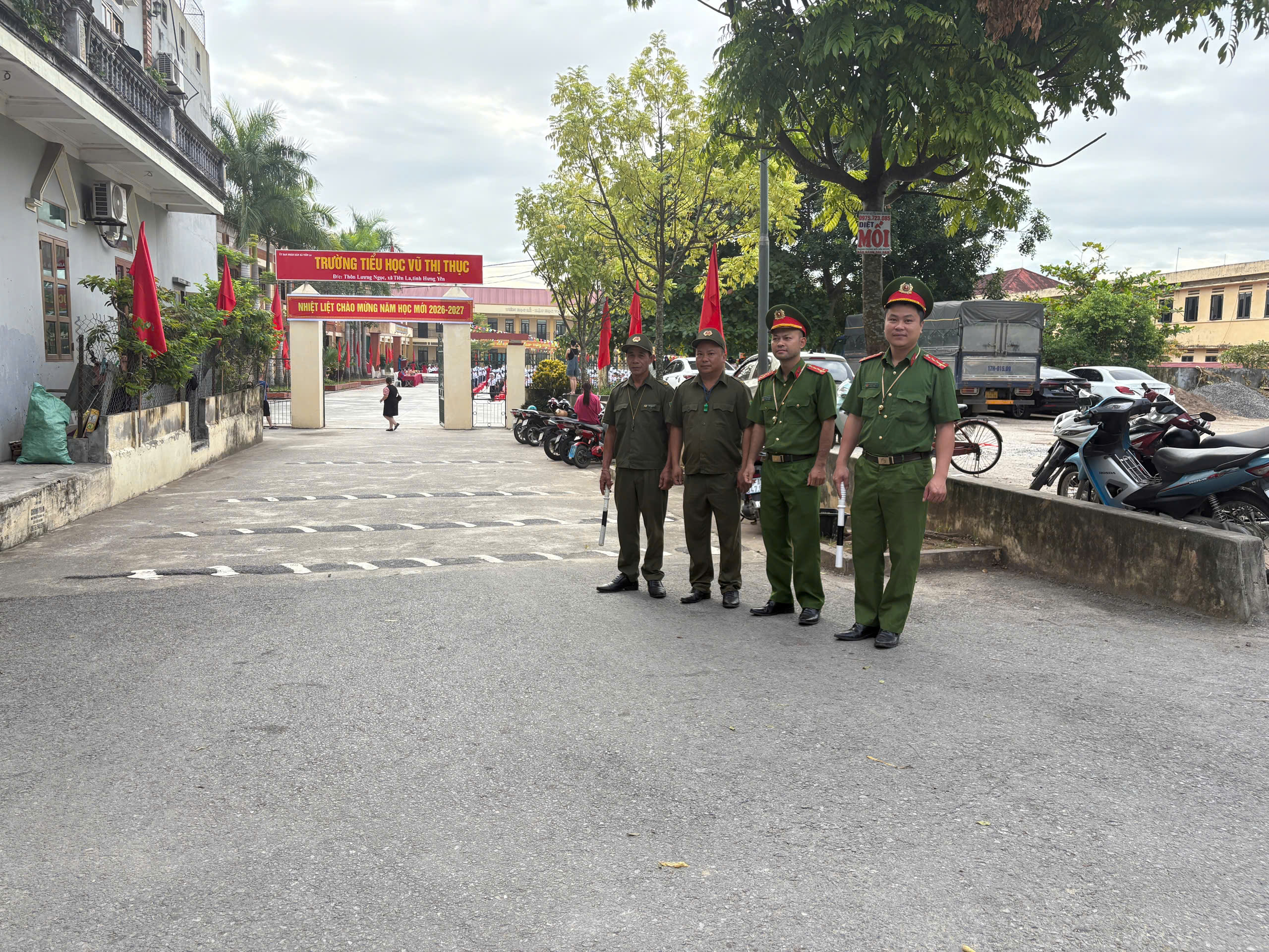 Công an xã Tiên La bảo đảm an ninh trật tự, trật tự an toàn giao thông Lễ khai giảng năm học 2026-2027.