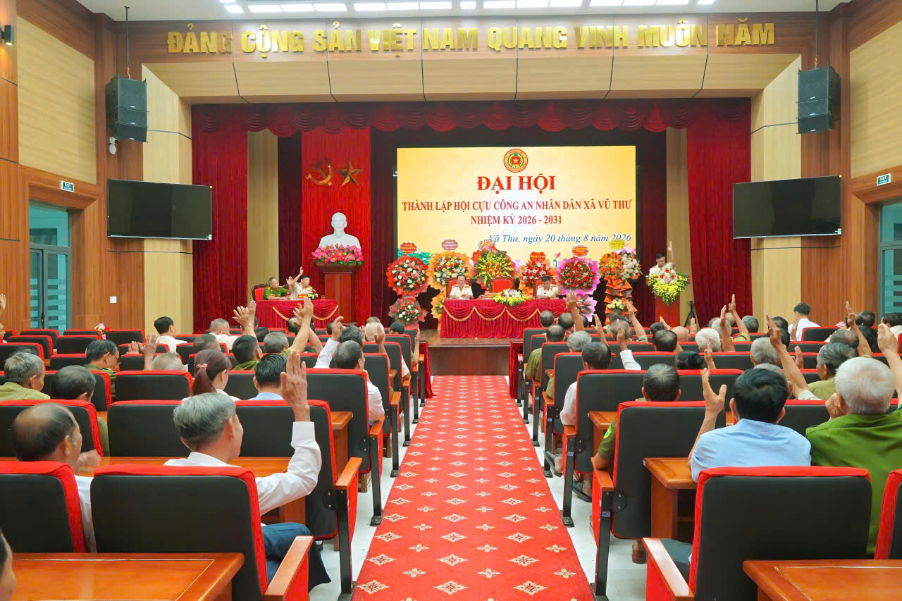 Công an xã Vũ Thư tham mưu, phối hợp tổ chức thành công Đại hội  thành lập Hội Cựu Công an nhân dân xã Vũ Thư, nhiệm kỳ 2026-2031
