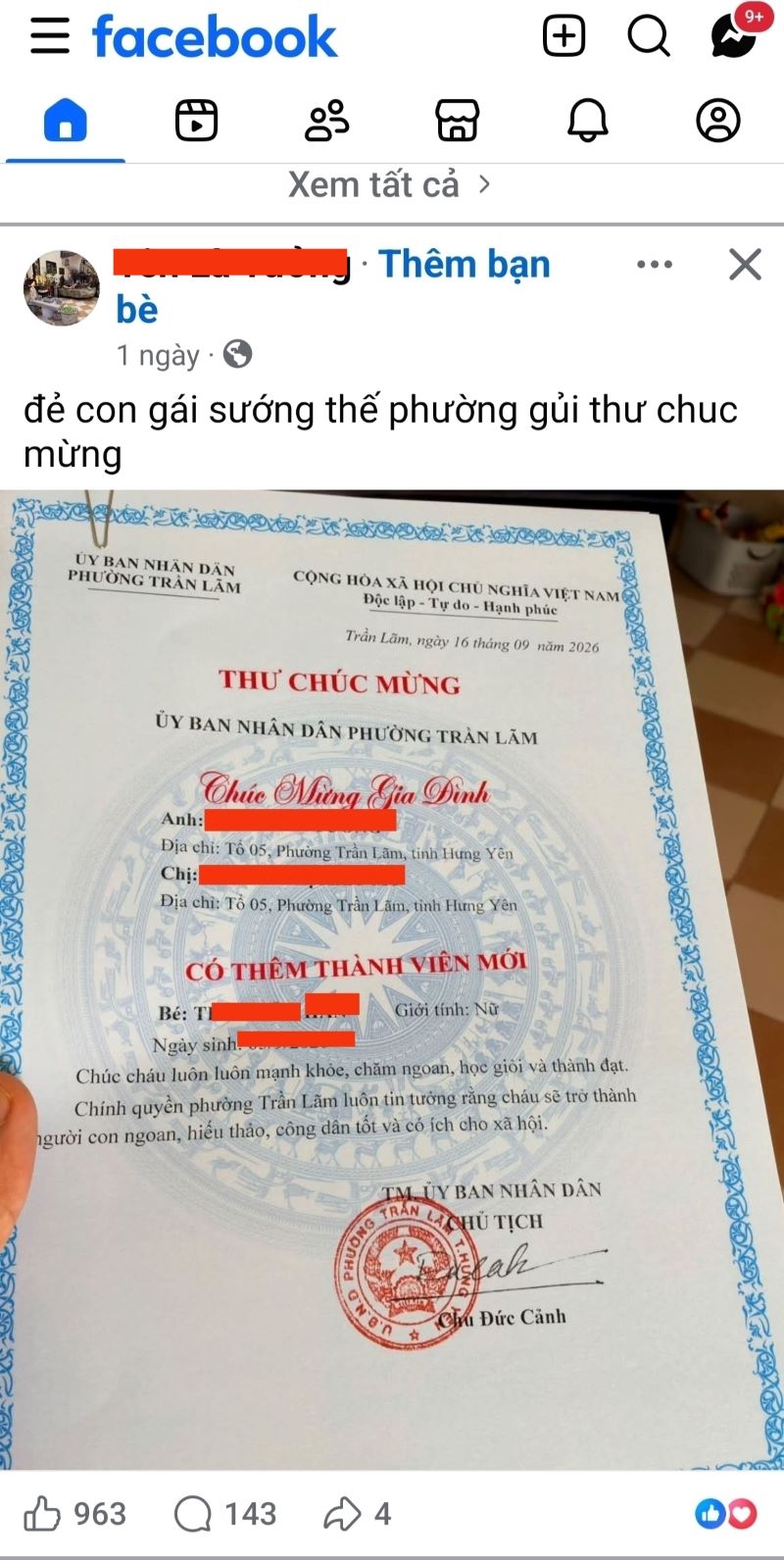 Công an tỉnh Hưng Yên khuyến cáo người dân cảnh giác khi đăng tải các hình ảnh “Thư chúc mừng”, “Giấy khai sinh”, “Giấy kết hôn” trên không gian mạng