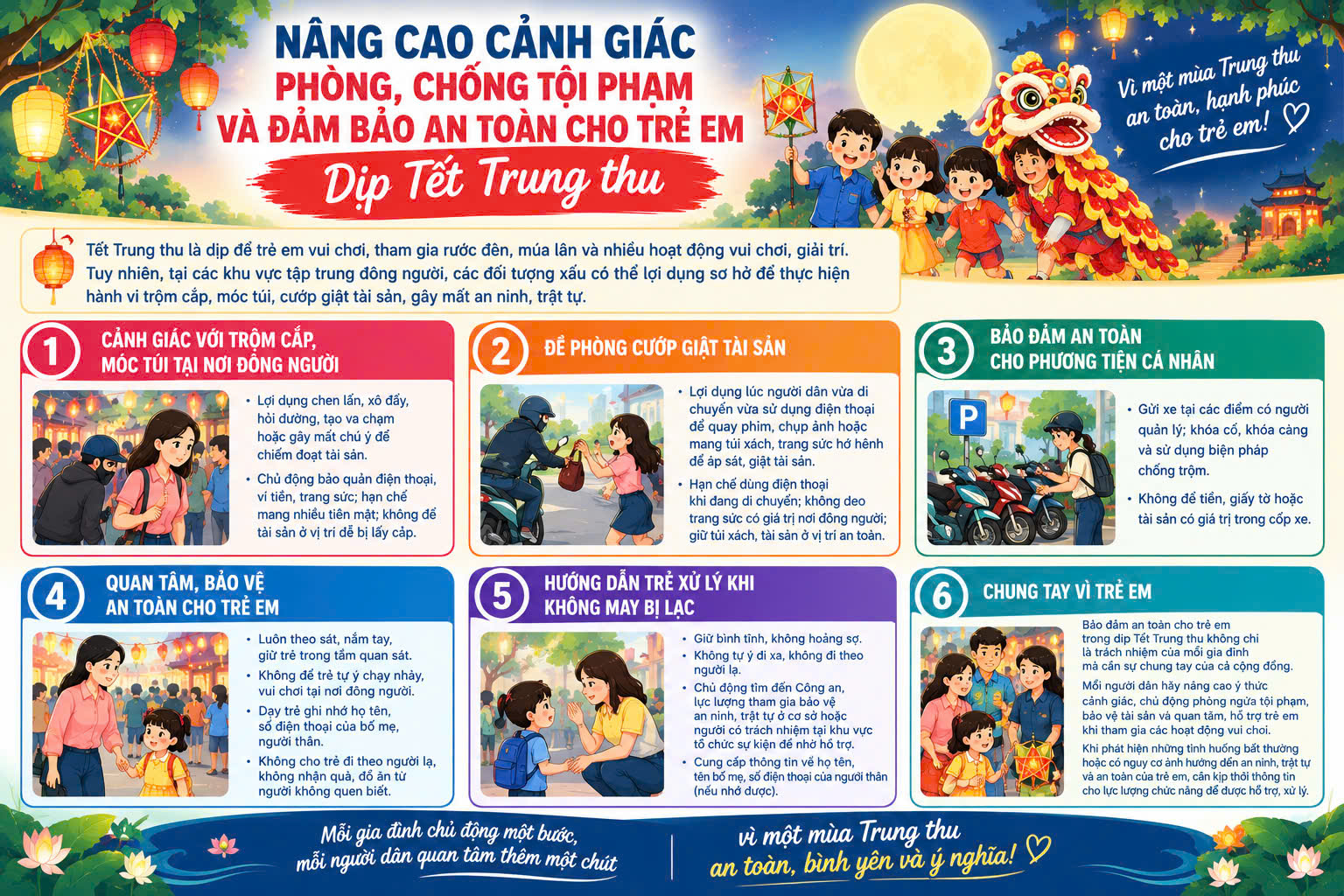 Nâng cao cảnh giác phòng, chống tội phạm và đảm bảo an toàn cho trẻ em dịp Tết Trung thu