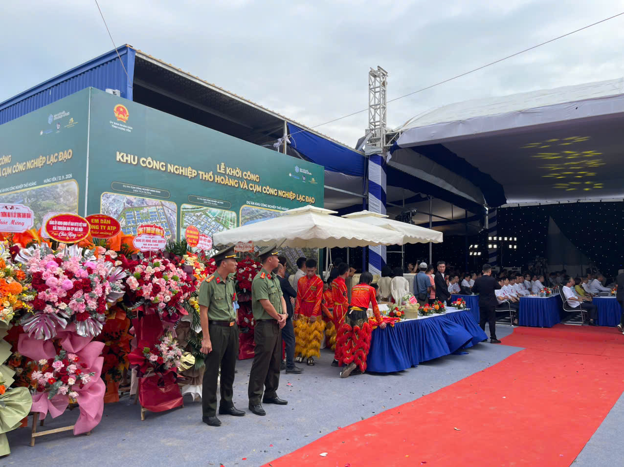 Công an tỉnh Hưng Yên đảm bảo an ninh trật tự Lễ khởi công các dự án Khu công nghiệp, Cụm công nghiệp và hạ tầng giao thông