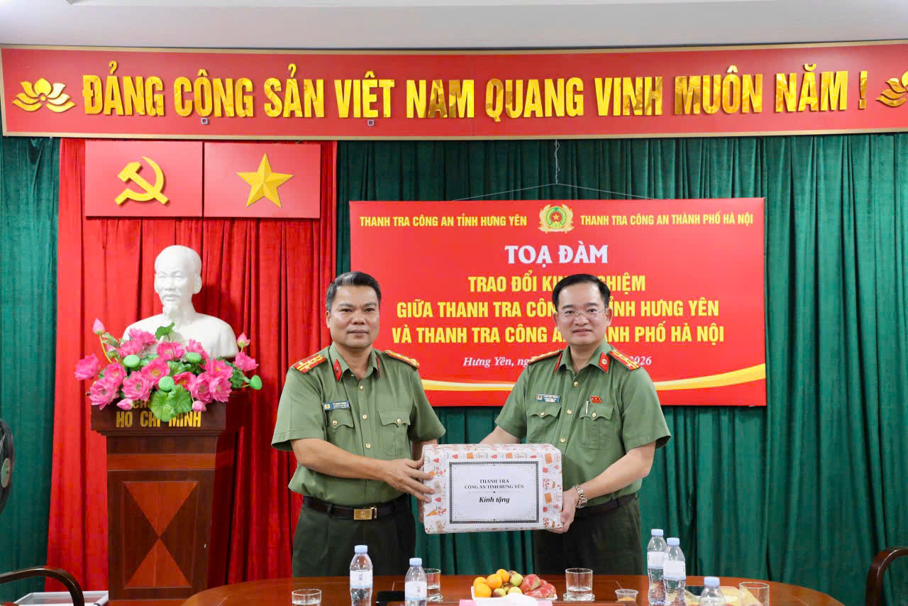 Thanh tra Công an tỉnh Hưng Yên và Thanh tra Công an Thành phố Hà Nội tọa đàm trao đổi kinh nghiệm trong công tác thanh tra CAND
