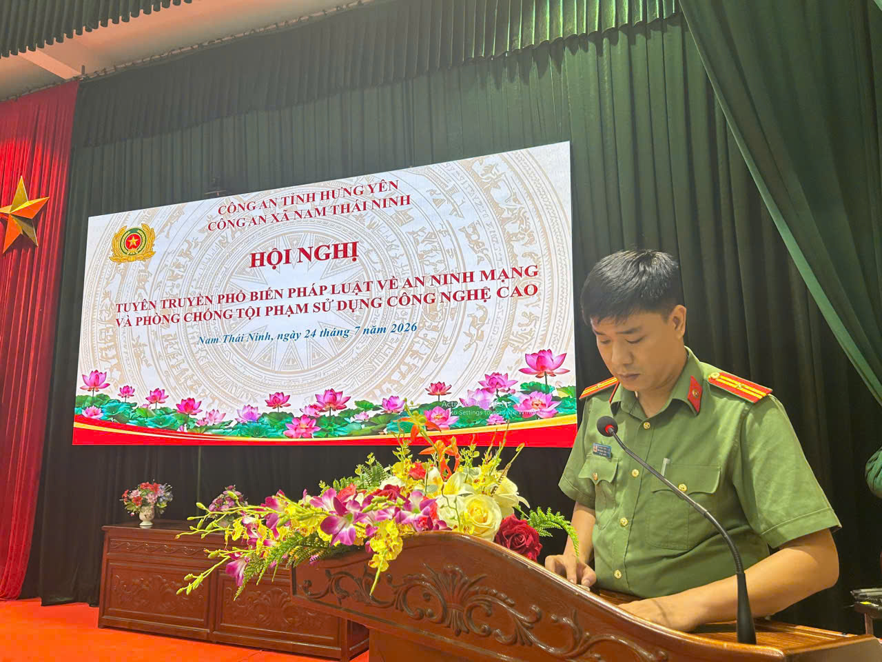 Công an xã Nam Thái Ninh tổ chức hội nghị tuyên truyền, phổ biến pháp luật về an ninh mạng và phòng, chống tội phạm sử dụng công nghệ cao
