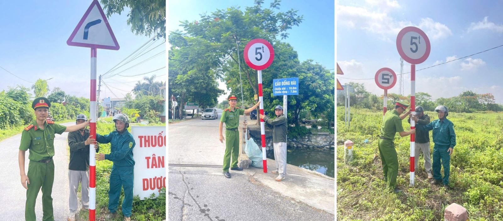 Công an xã Bắc Đông Quan rà soát, kiến nghị lắp biển báo tại các điểm tiềm ẩn nguy cơ mất an toàn giao thông