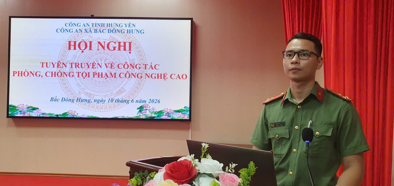 Công an xã Bắc Đông Hưng tổ chức hội nghị tuyên truyền về công tác phòng chống tội phạm sử dụng công nghệ cao