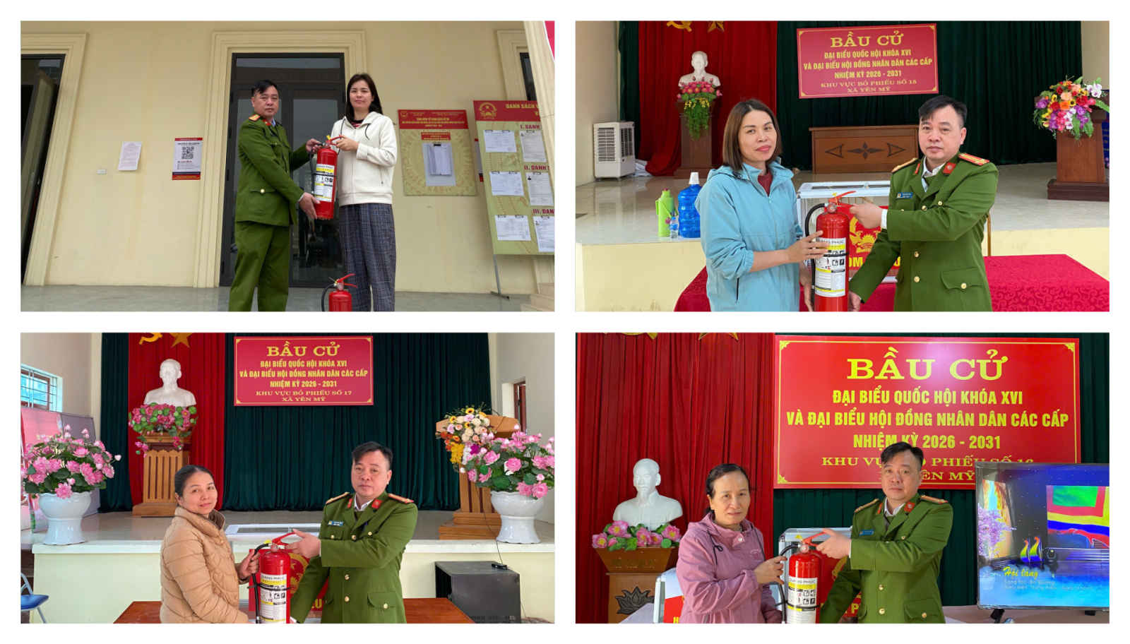 Công an xã Yên Mỹ tăng cường công tác bảo đảm an toàn Phòng cháy chữa cháy tại các khu vực bỏ phiếu bầu cử trên địa bàn