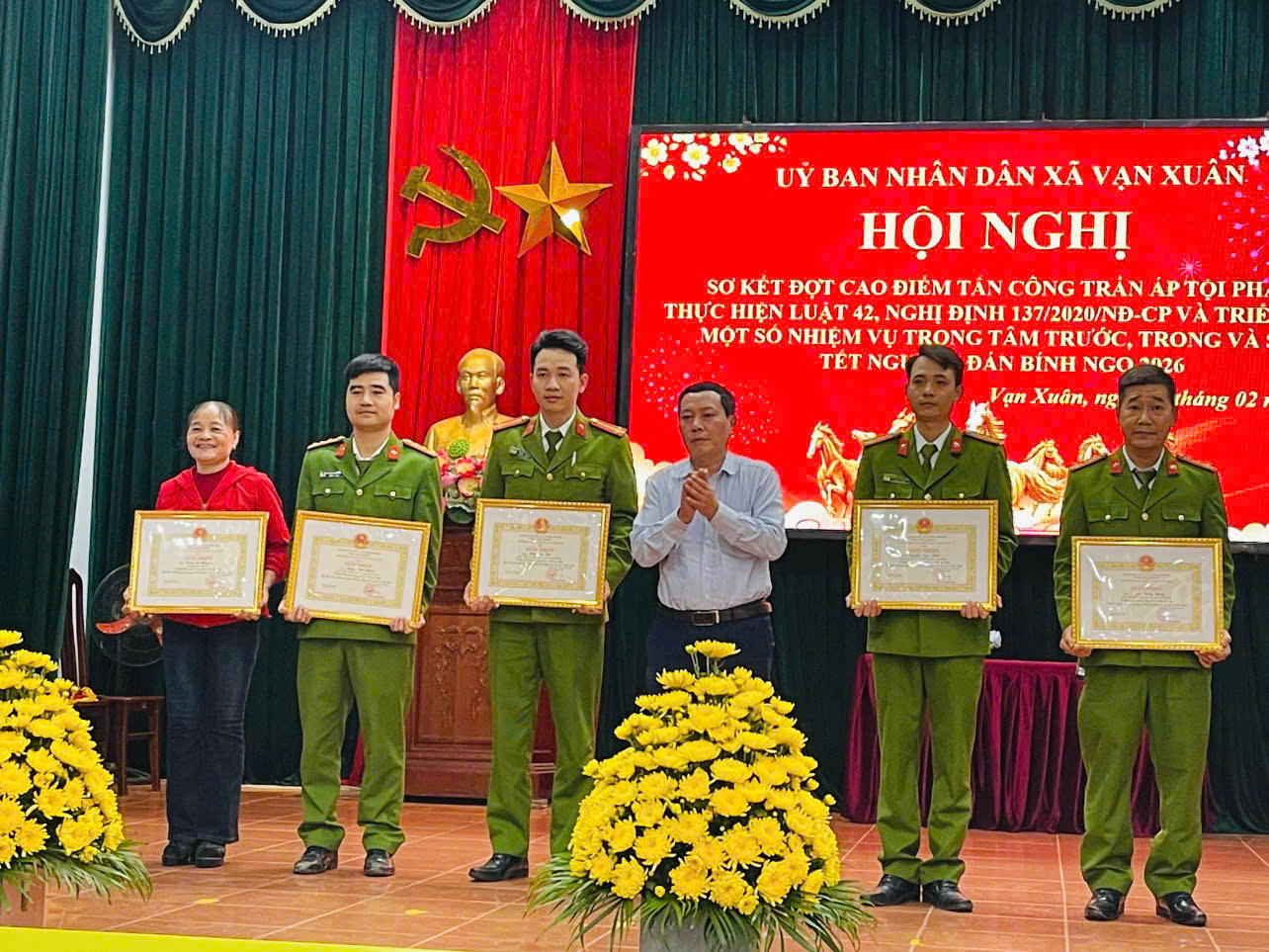 Xã Vạn Xuân tổ chức Hội nghị sơ kết Cao điểm tấn công trấn áp tội phạm, thực hiện Luật 42, Nghị định 137/2020/NĐ-CP